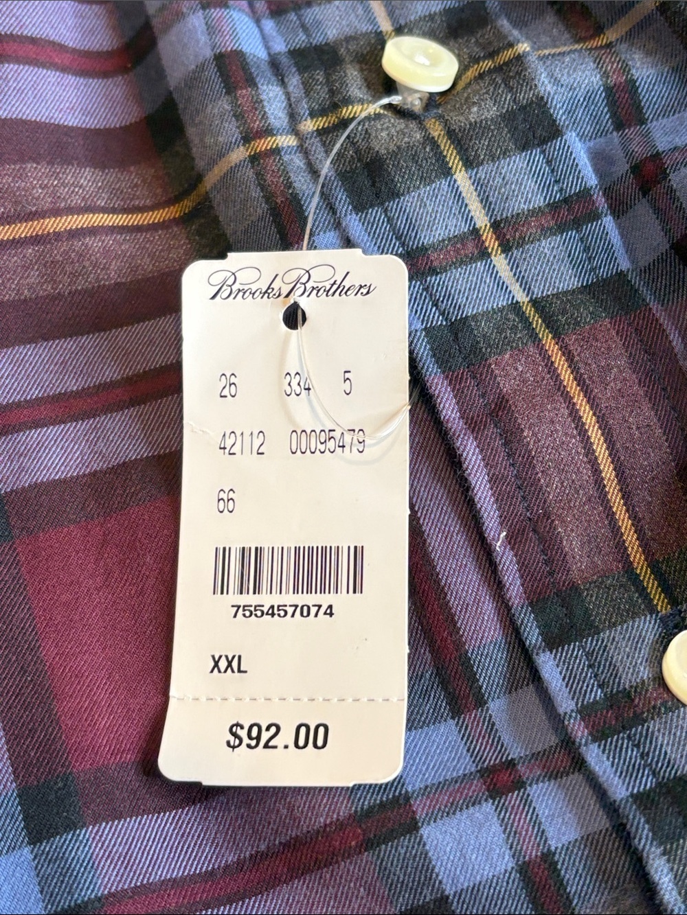 💙Brooks Brothers Plaid Oxford Shirt Mens XXL NWT Button Down Cotton Lightweigt - Picture 8 of 13